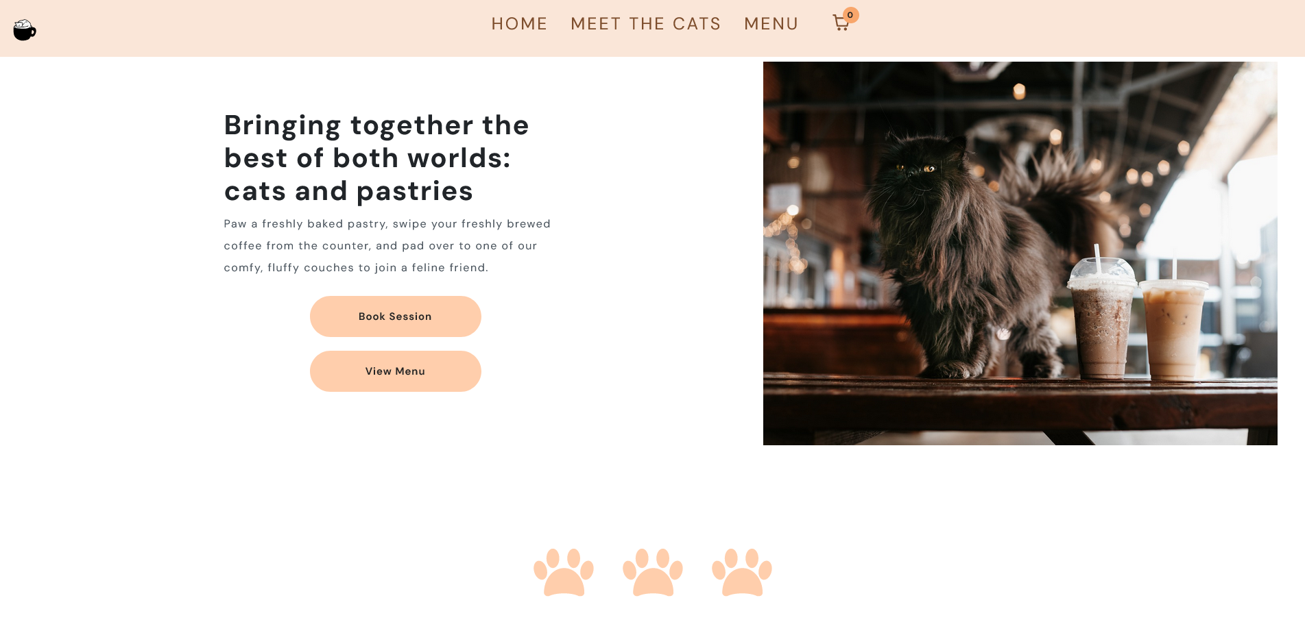 a screenshot of the comfy cats cafe page